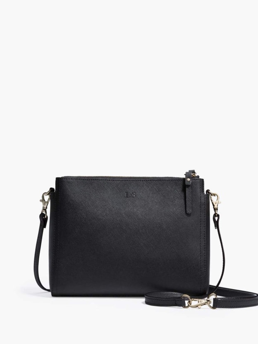 Lo & Sons Black Pearl leather Crossbody with Detachable Wristlet
